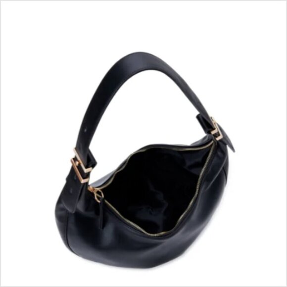 Time and Tru Farah Hobo Shoulder Strap Handbag Black With Metal Accents #37R - Picture 5 of 9